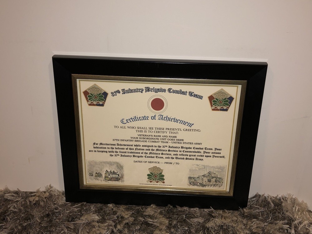 37TH INFANTRY BRIGADE COMBAT TEAM - COA / (COMMEMORATIVE CERTIFICATE)