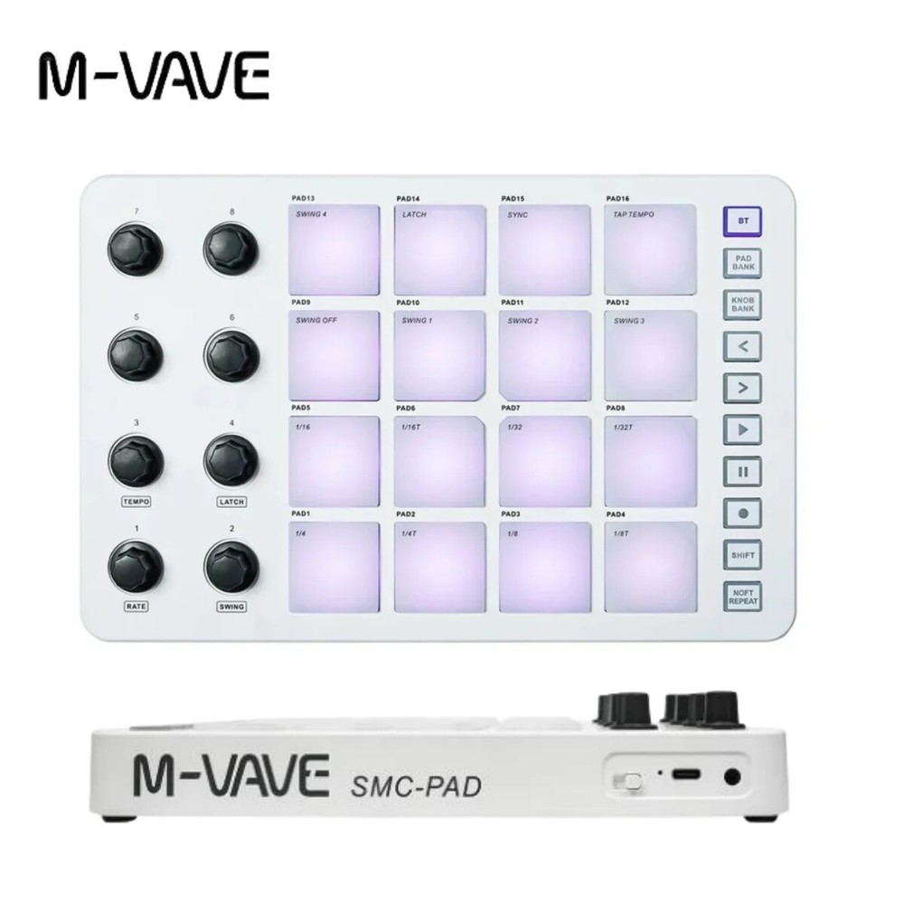M-VAVE SMC-PAD Wireless MIDI Controller Suitable MINI Percussion USB-C Keyboard