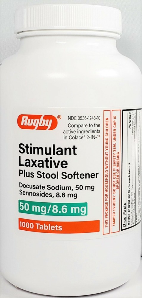 Docusate Sodium Senna Laxative Tablets 1000ct -Exp Date 03-2028