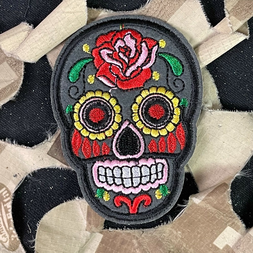 NEW Warrior Iron On Embroidered Morale Patch - Sugar Skull (8-Pack)
