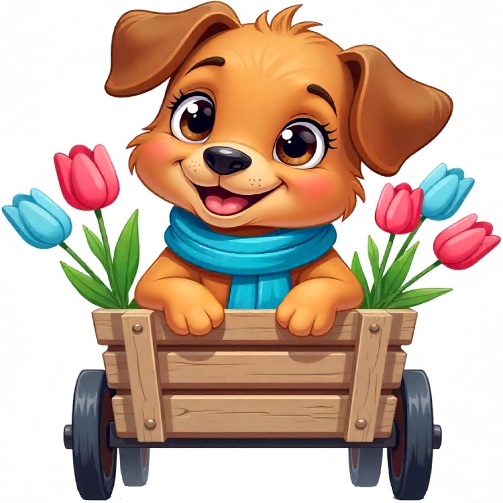 30 Custom Puppy & Tulips Personalized Address Labels