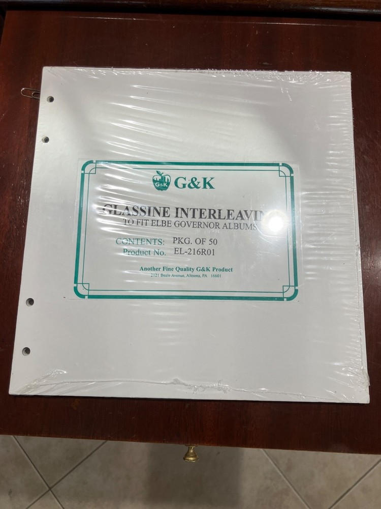 G & K  Glassine Interleaving for Elbe Governor Albums. Pack of 50 new