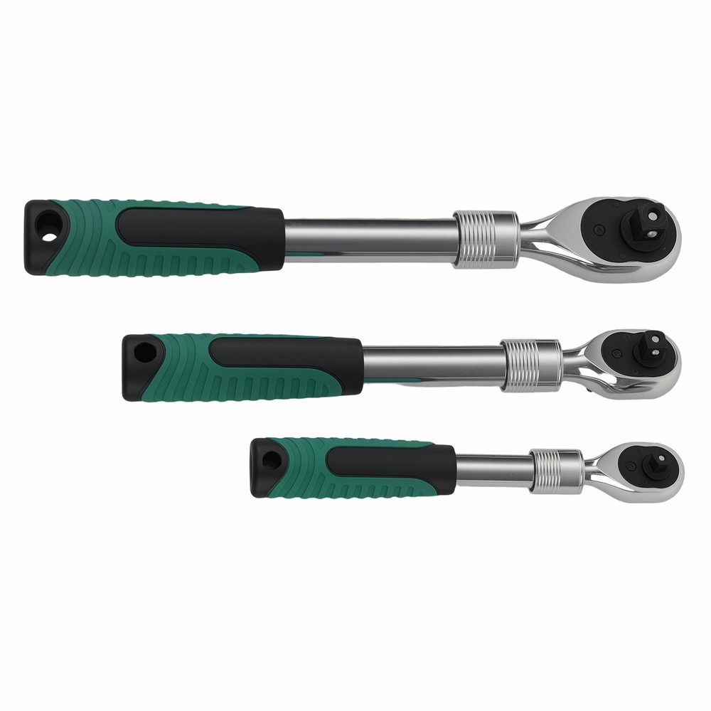 Chrome Vanadium Extendable Ratchet Set 1/4 3/8 1/2 Drive 72T Quick Release Tool