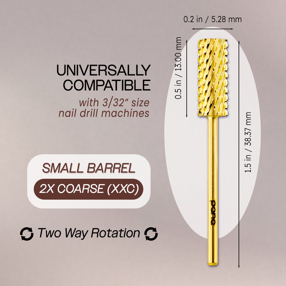Professional Gold Small Barrel Nail Drill Bit Double Extra Coarse Grit