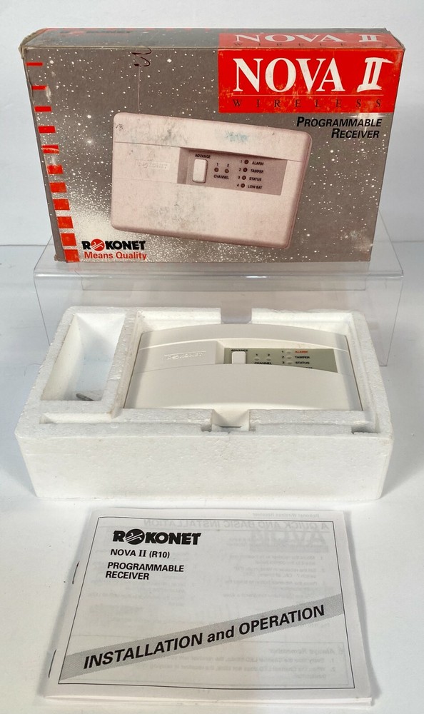 Rokonet NOVA II Wireless Programmable Receiver 2-Zone Alarm Output 8-Transmitter