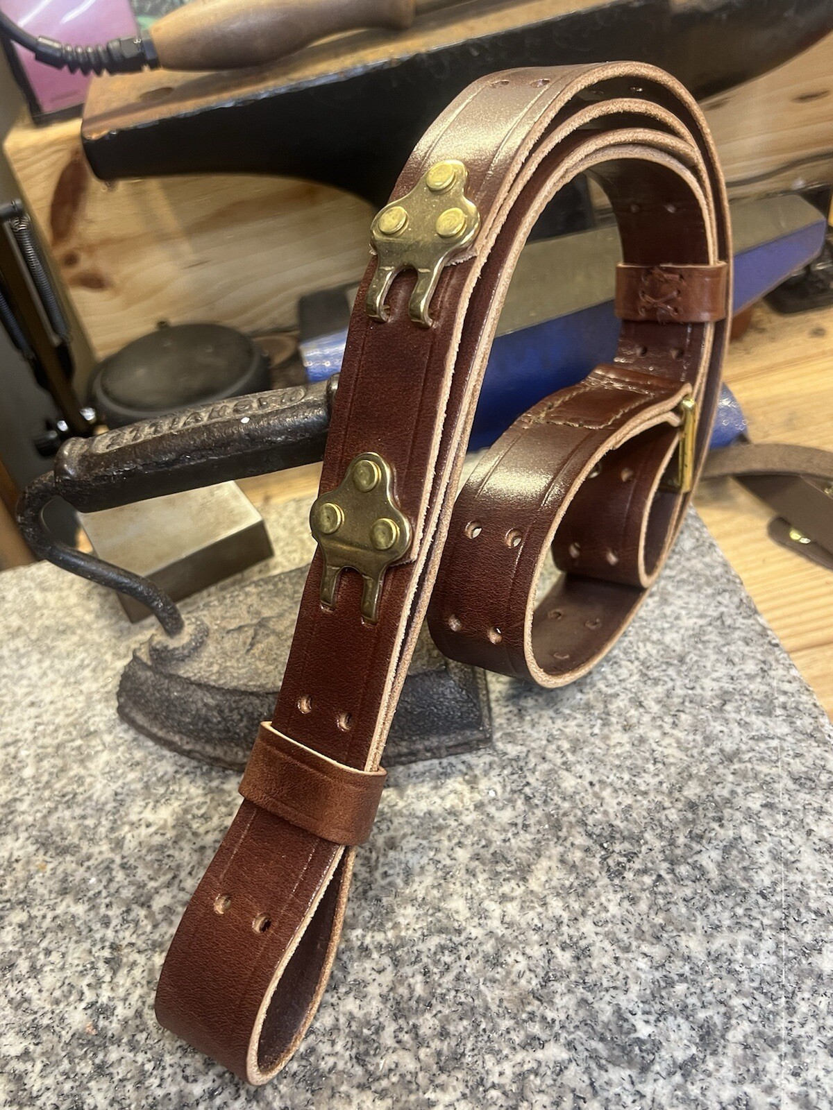 M1907 Rifle Strap / Sling - Full Grain English Bridle Leather - Handmade in USA