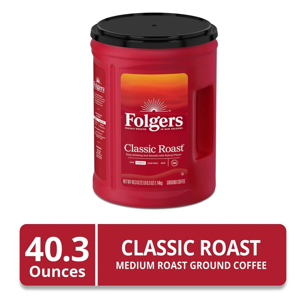 Folgers Classic Roast Ground Coffee, 40.3-Ounce