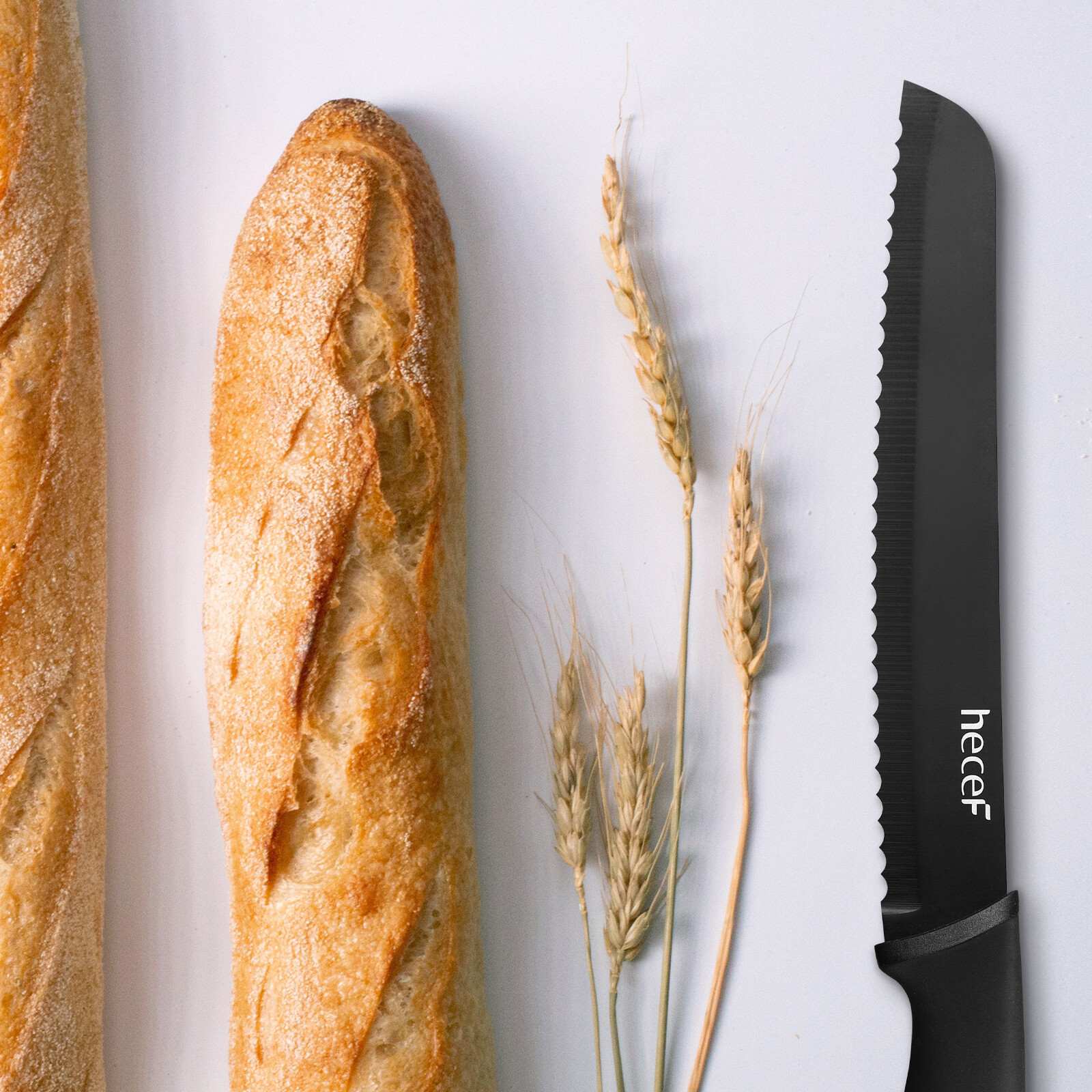 7 Pcs Black Oxide Knife Set w/ Acacia Wood Strong Magnetic Protect Knife Strip