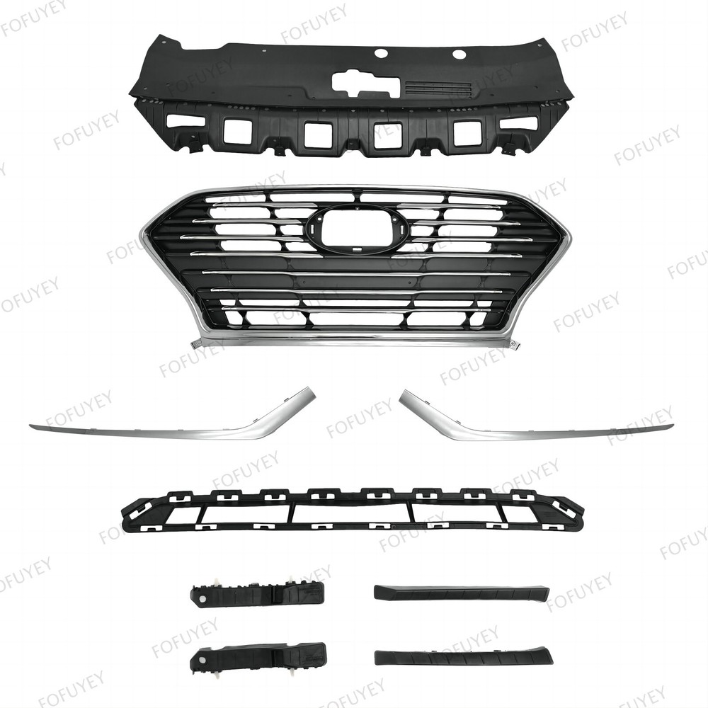 9PC For Sonata 2018-2019 Front Radiator Support Cover Grille Mesh Bumper Bracket