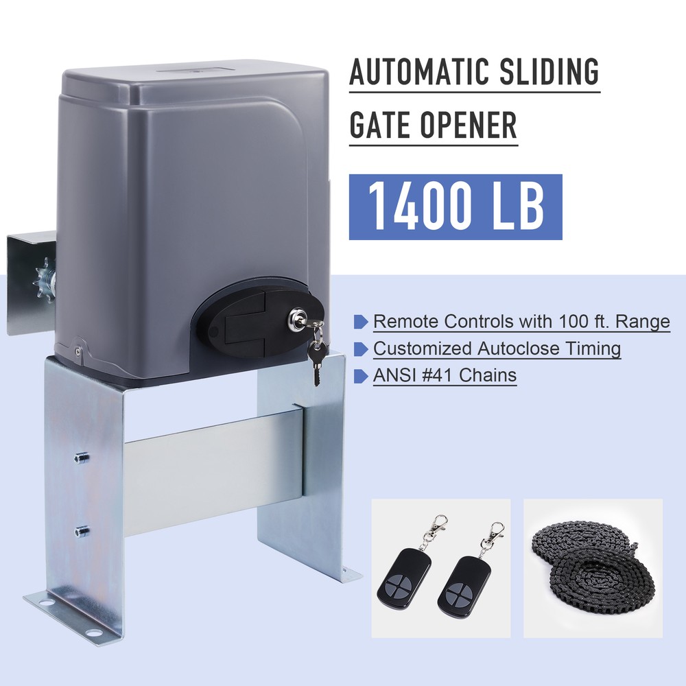1400lbs Sliding Gate Opener Electric Operator w/Remote Control Automatic Roller.