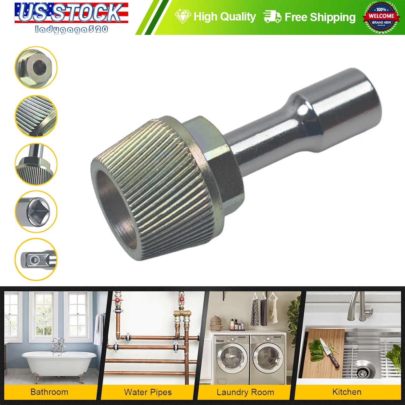 1.5'' Tub Drain Extractor with 1/2'' Socket Bathtub Remover Colourful Galvanized