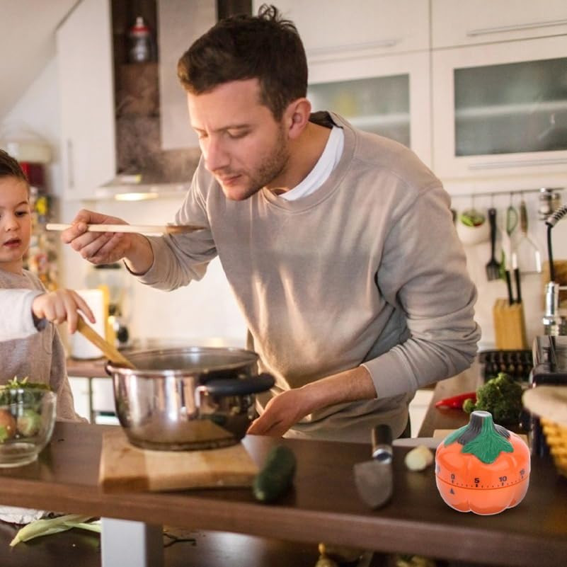 Pumpkin Timer - Cute Mechanical Kitchen Decora for Cooking and Baking 60-Minute