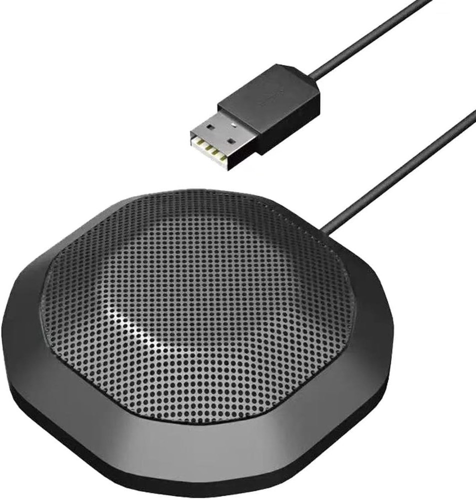 360° Computer Microphone for Desktop , USB Conference PC Mic, Noise-Canceling T