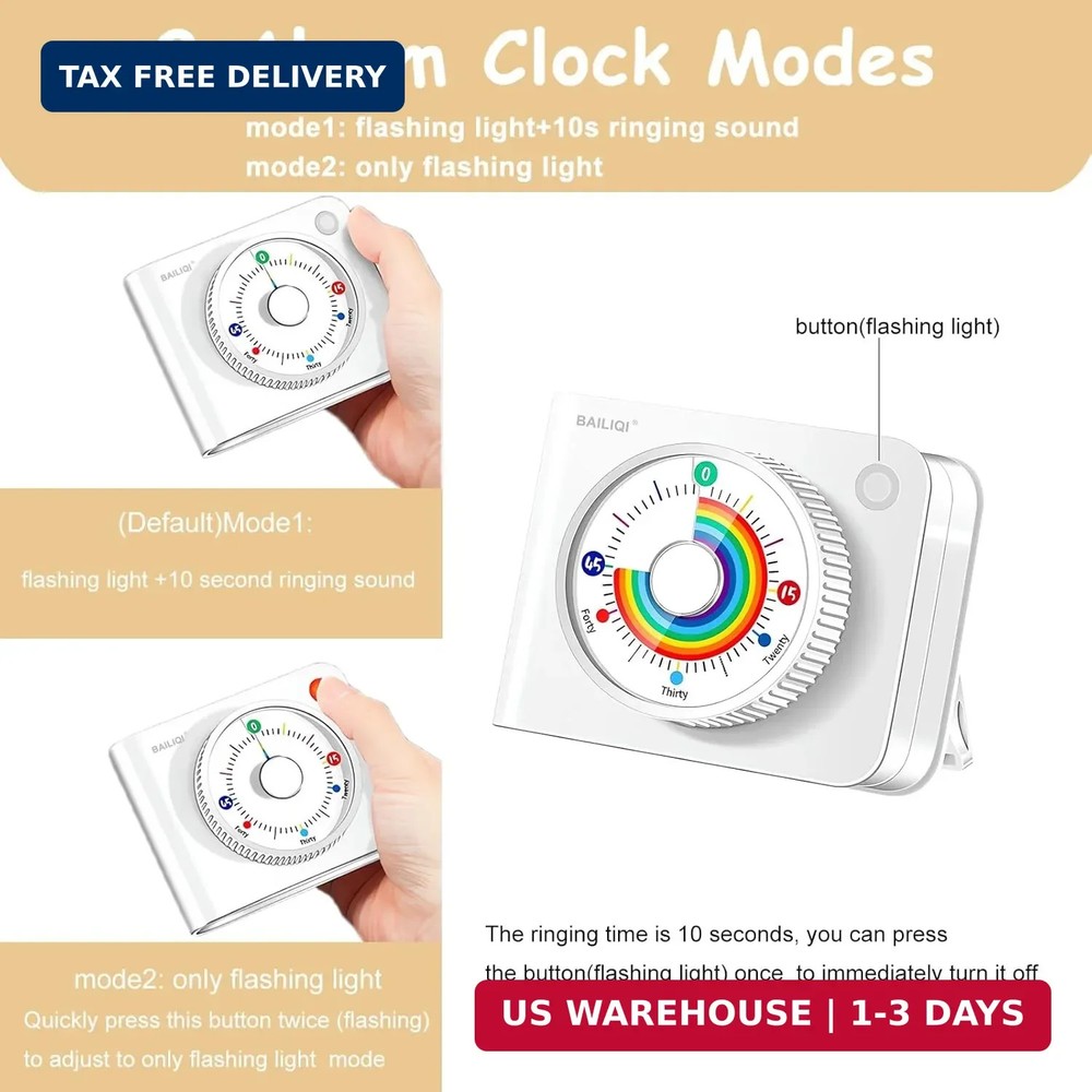 Visual Timer Rainbow 60 Minute Countdown for Kids and Adults, Classroom Producti