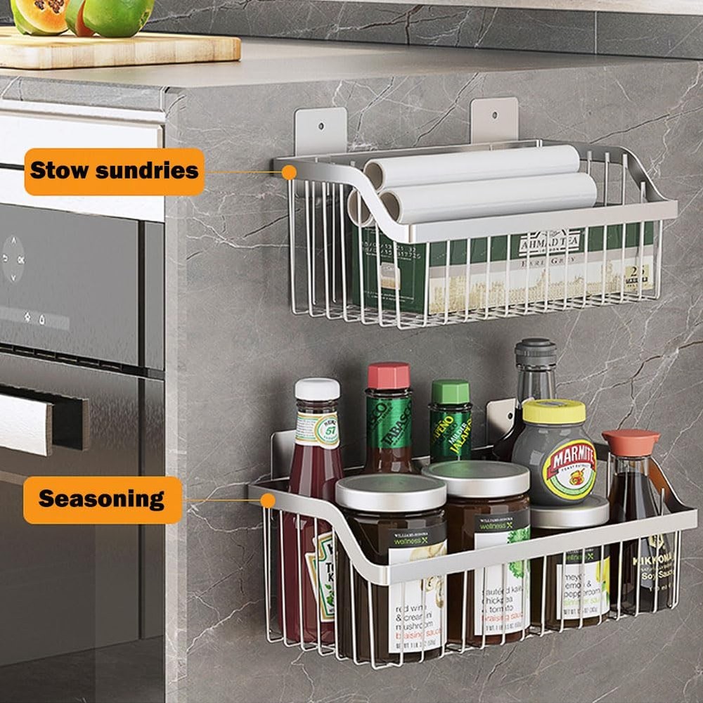 4 Set Hanging Wall Mount Storage Baskets, Multiuse Sturdy SUS304 Stainless St...
