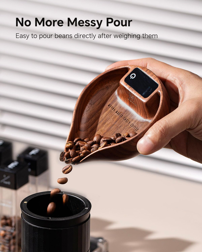 Precision Walnut Coffee Bean Scale with LED Display and Spray Bottle Kit