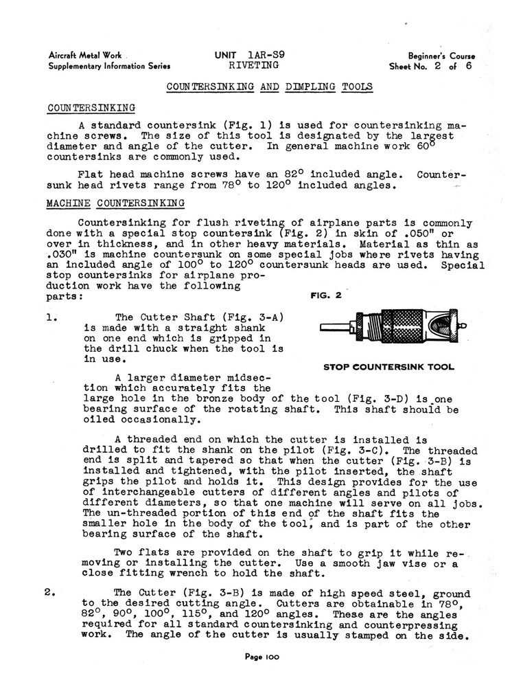Suggested Unit Course In Riveting #1276