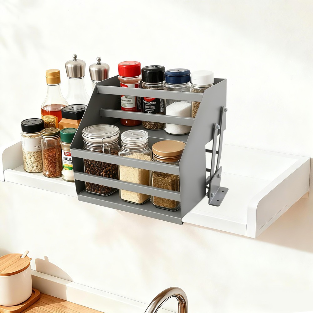 Kitchen Pull Down Shelf Upper Cabinet Wall Cabinet Storage Organizer Spice Rack