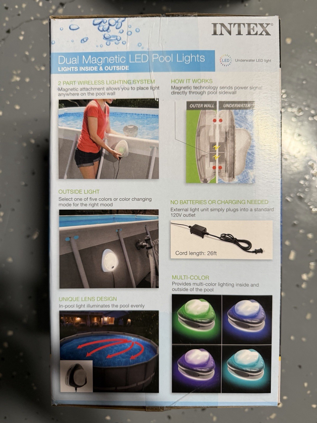 Intex 28697E Dual Magnetic LED Pool Wall Light 110120V