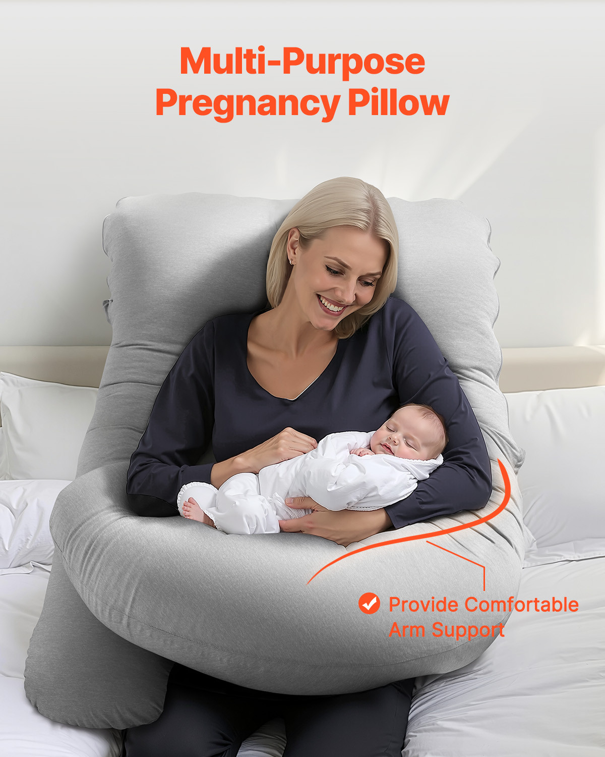 VEVOR Pregnancy Pillow G-Shaped Full Body Maternity Pillow Ultra-Soft