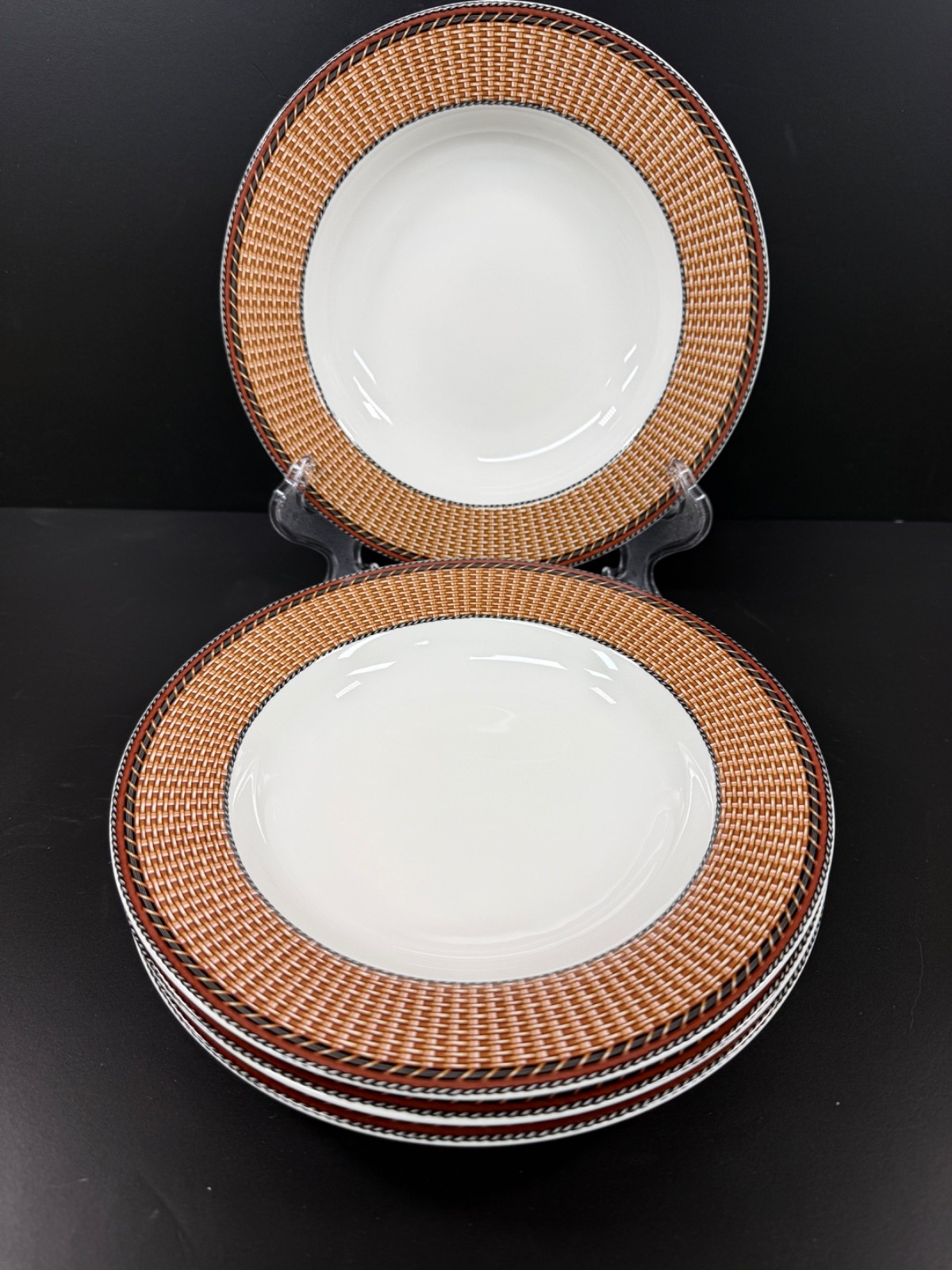 4 Sasaki China Nantucket  by Erica Friedman 8 5/8" Flat Rim Soup Bowls