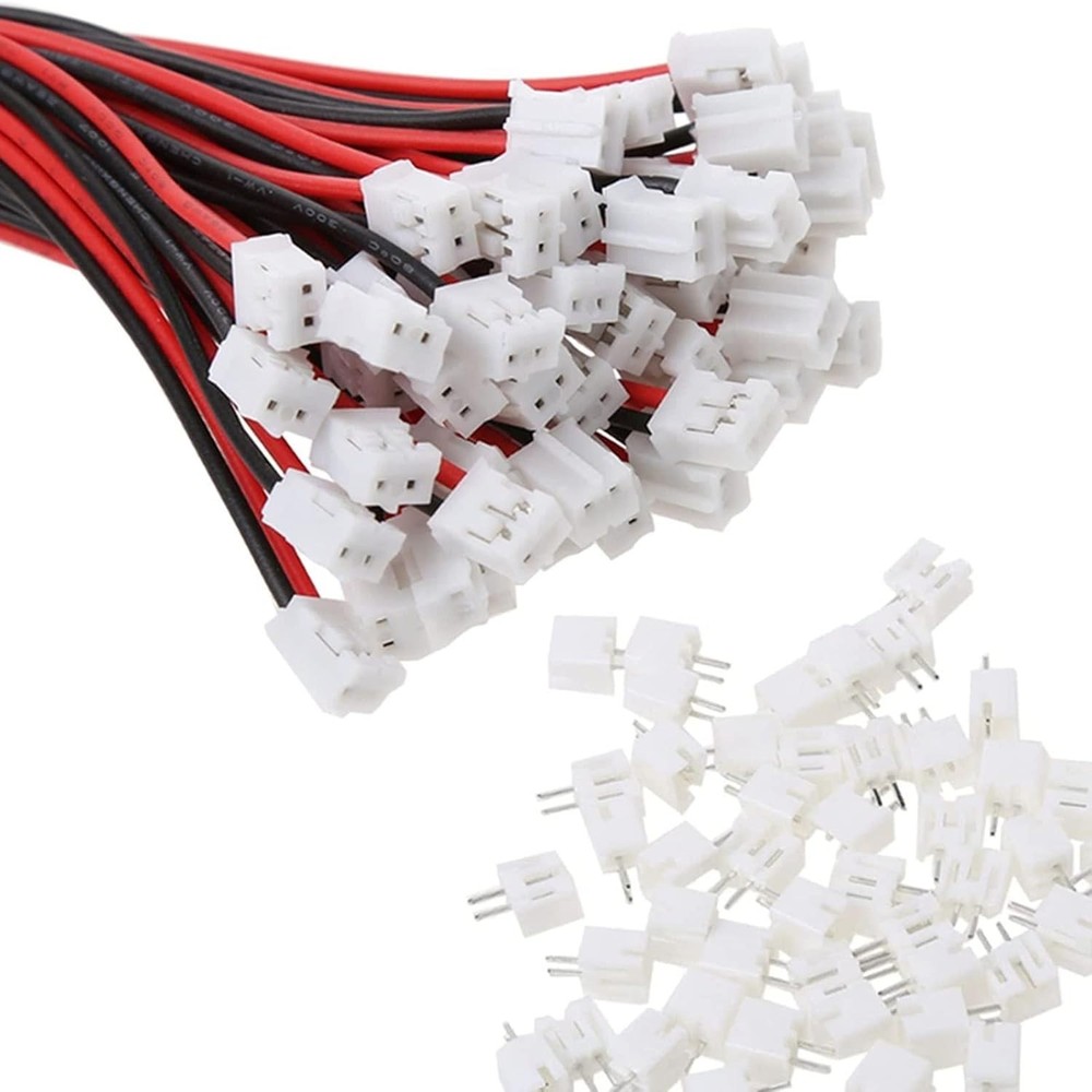 JST Ph 2.0 Mini Connector Kit: 20 Sets 2-Pin with 150mm Wire for Electronics
