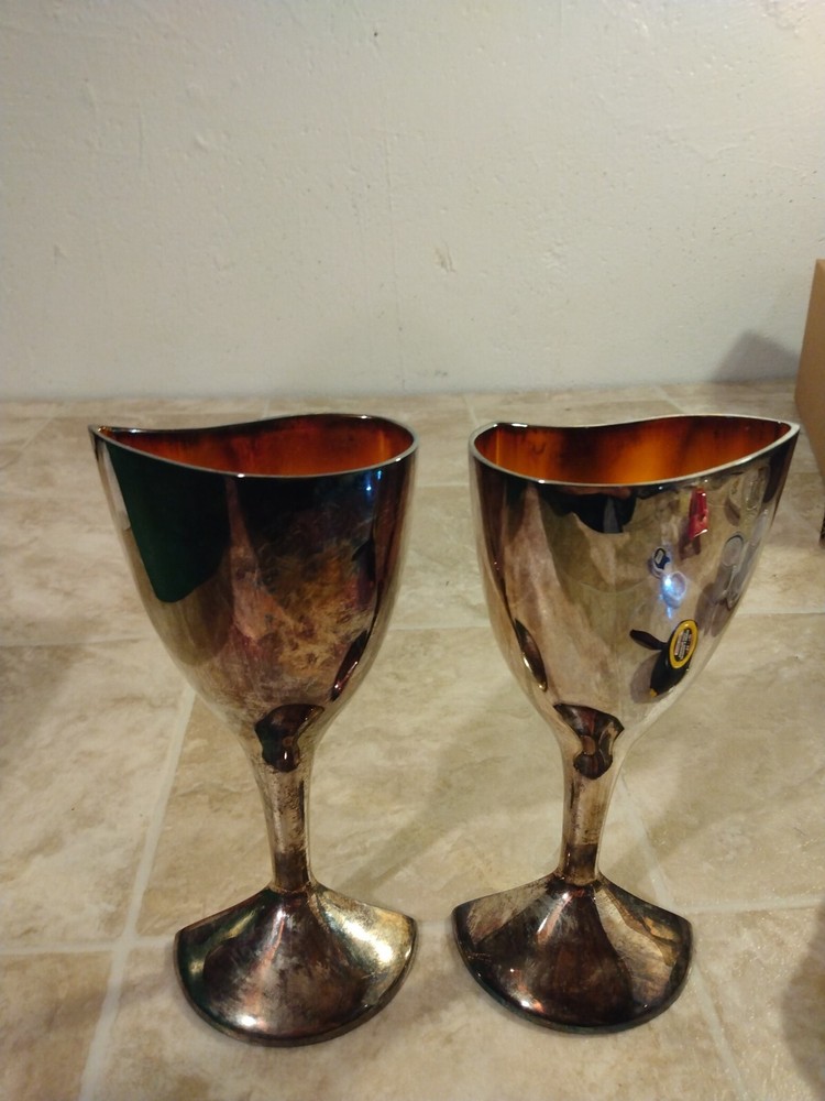 Silver Plated Wedding/Anniversary Goblets Heart-shaped