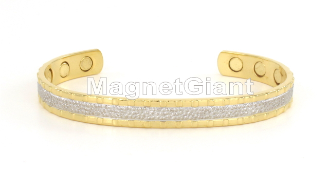 Gold & Silver plating on Solid Copper High Power Magnetic Bangle Bracelet Cuff