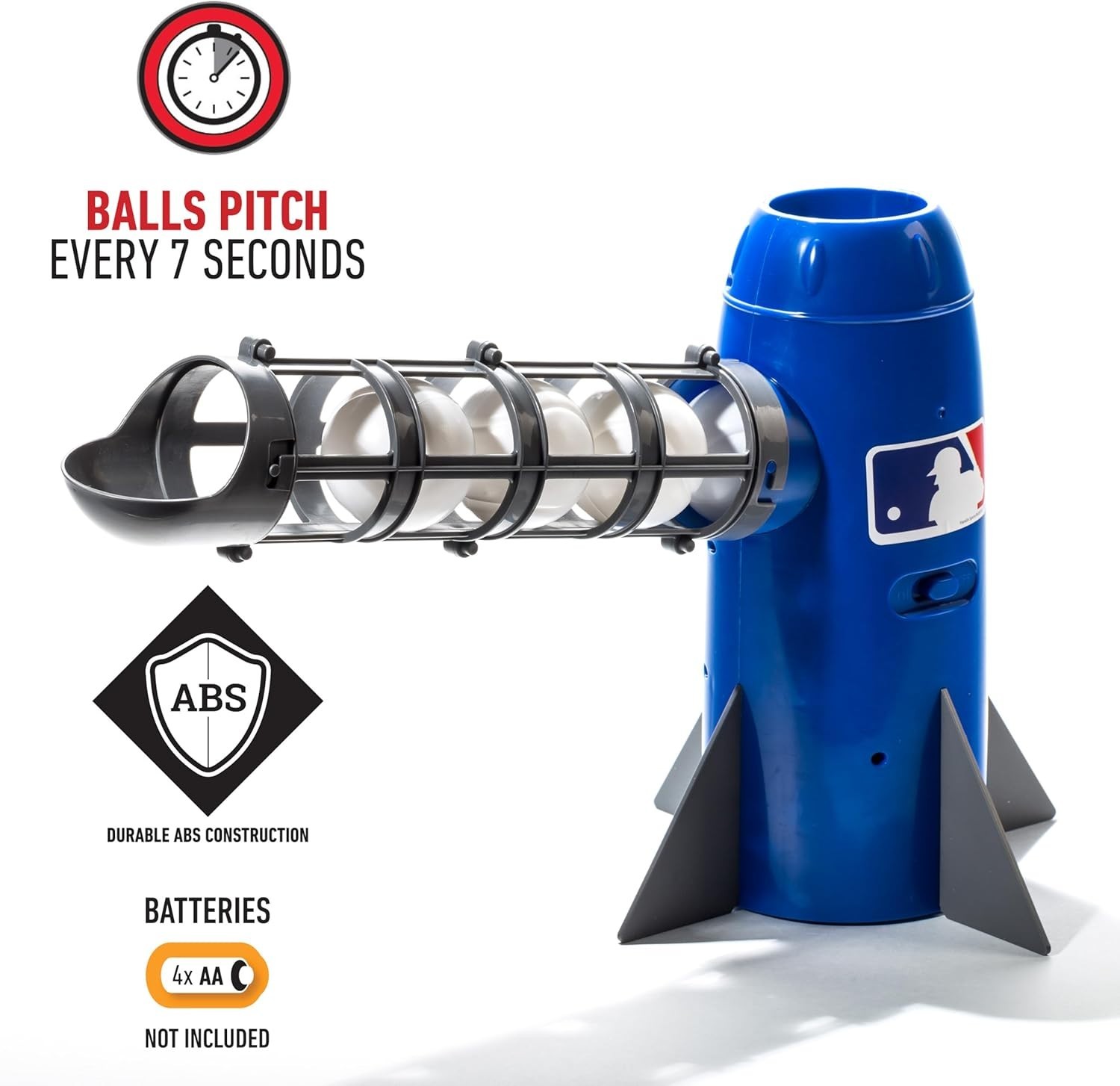 MLB Kids Pitching Machine Pop Rocket with Plastic Baseballs
