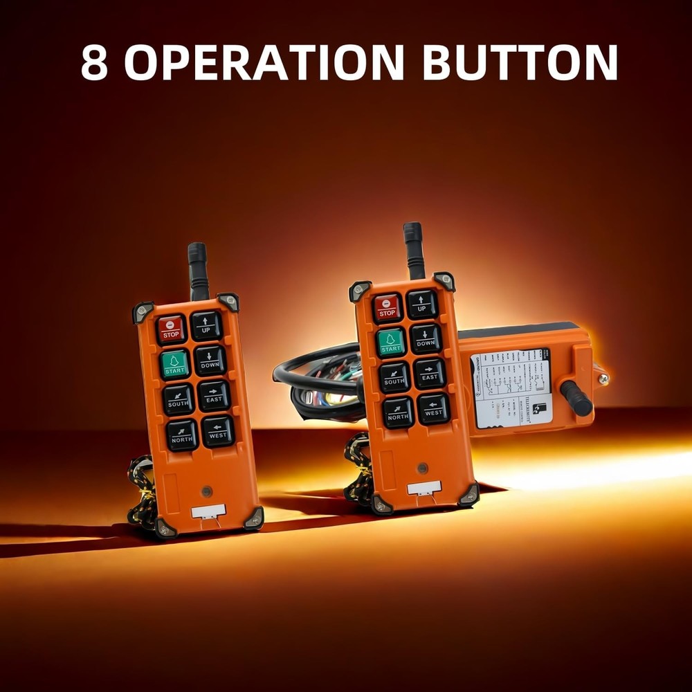 8 Buttons Crane Remote Control, Wireless Transmitter, 360° Heavy Duty Controller