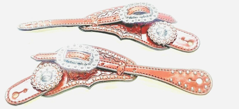 Spur Strap  Leather Fully Latigo lined with spots Basket weaved Saddle Tan