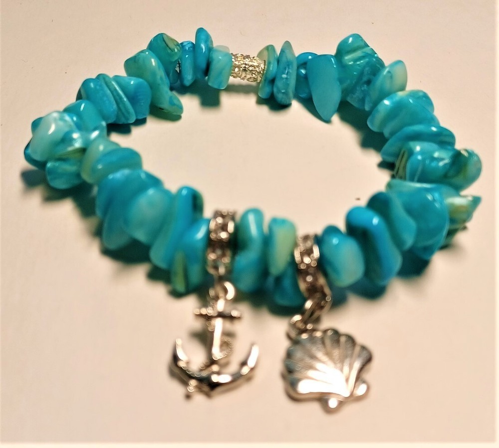 Aqua Stone Nautical Charm Bracelet