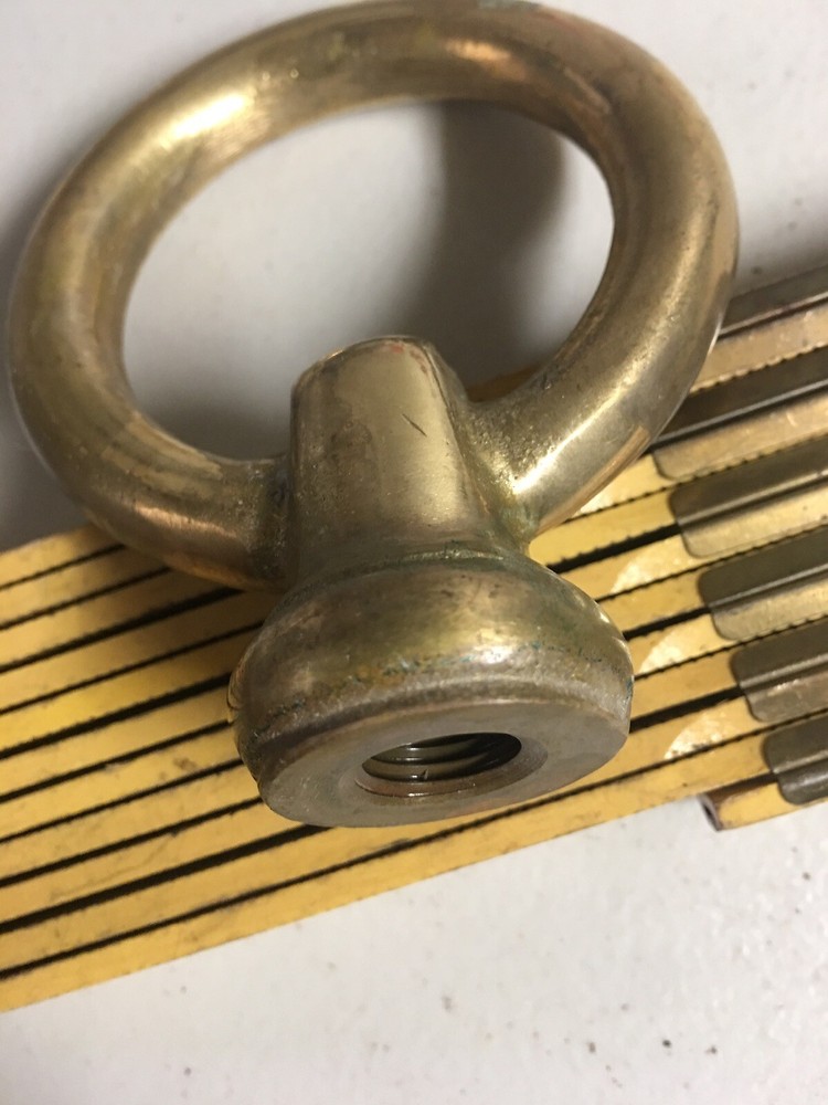 LARGE 1/4 IPS ( 1/2 ) Threaded Heavy Solid Brass Loop 3 INCH DIAMETER