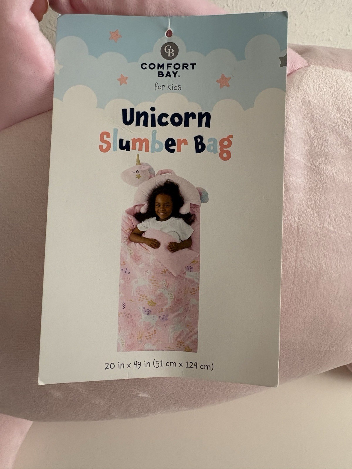 Comfort Bay Plush Pink UNICORN Kids Sleeping Bag Slumber Bag 49" x 29" NEW