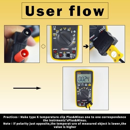 K-Type Thermometer Pipe Temperature Clamp for HVAC Multimeter -40~392℉ Sensor Pr