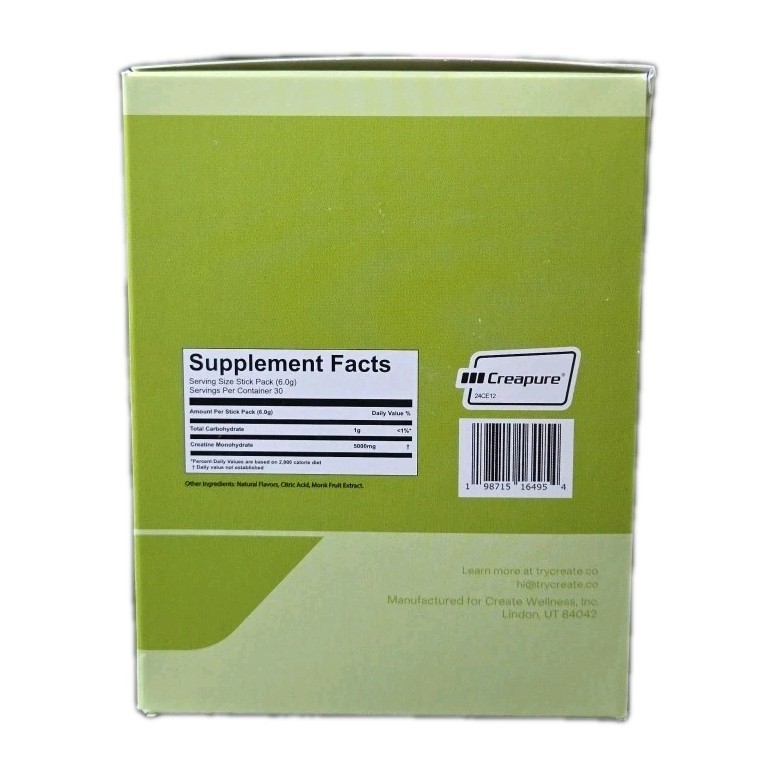 Create Single Serve Creatine Monohydrate Powder - 5g, Sugar-Free, Lemon/Lime