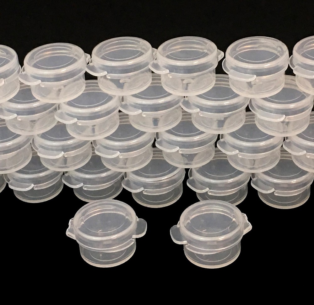 Cosmetic Hinge Jars Empty Plastic Beauty Sample Container 3 Gram Clear (50) 5006