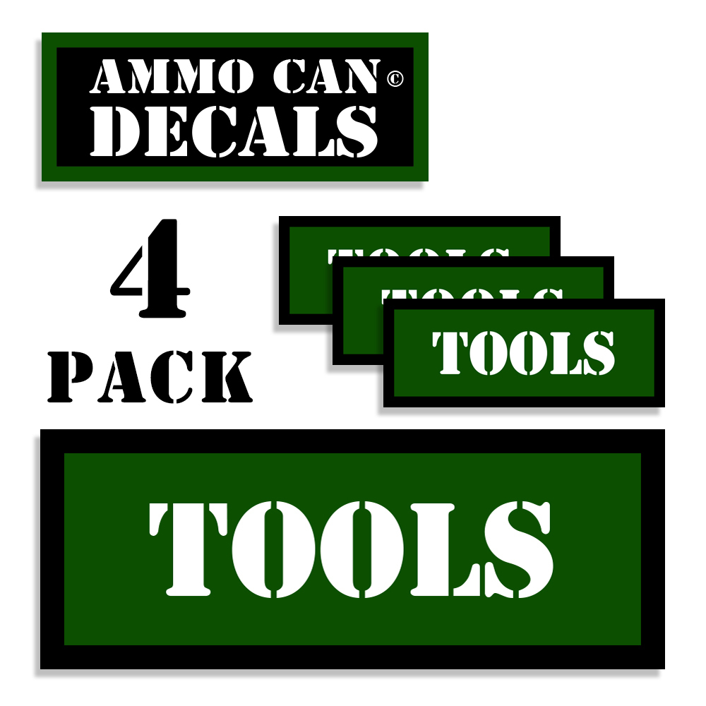 TOOLS  Ammo Can Stickers 4x Ammunition Gun Case Labels for TOOLS Decal 4 pack GR