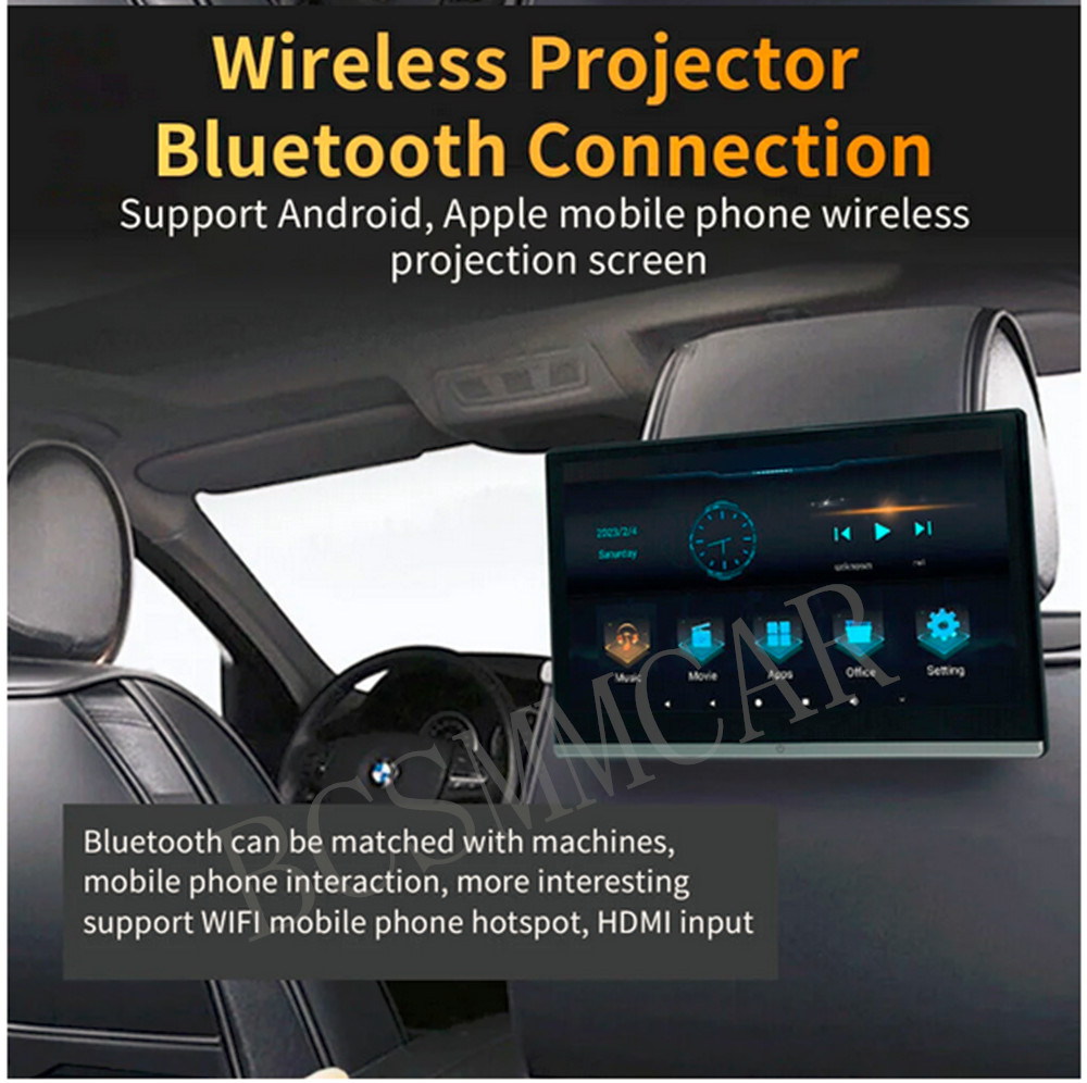 2x Car Headrest Monitor Rear Seat Entertainment TV Video Player IPS Touch Screen