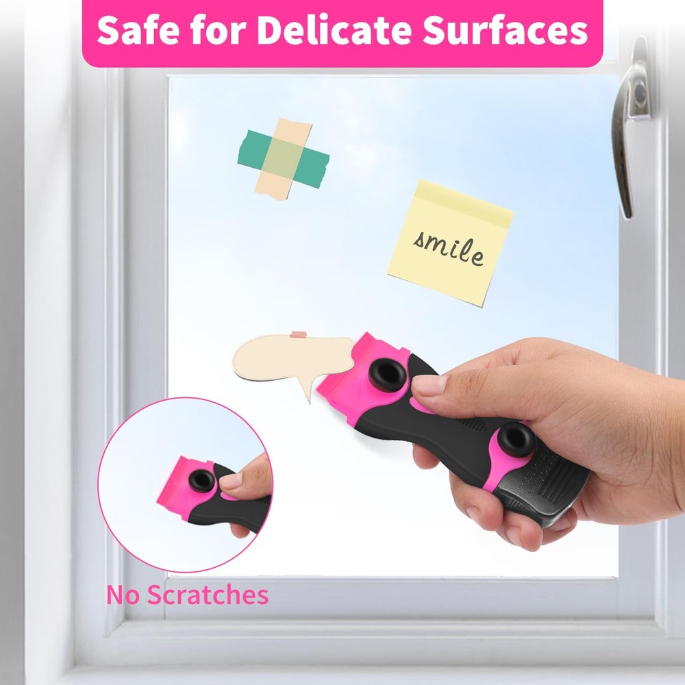 Razor Blade Scraper Tool Kit - 2Pack Scrapers & 40Pcs 2Pack+40Pcs, Pink