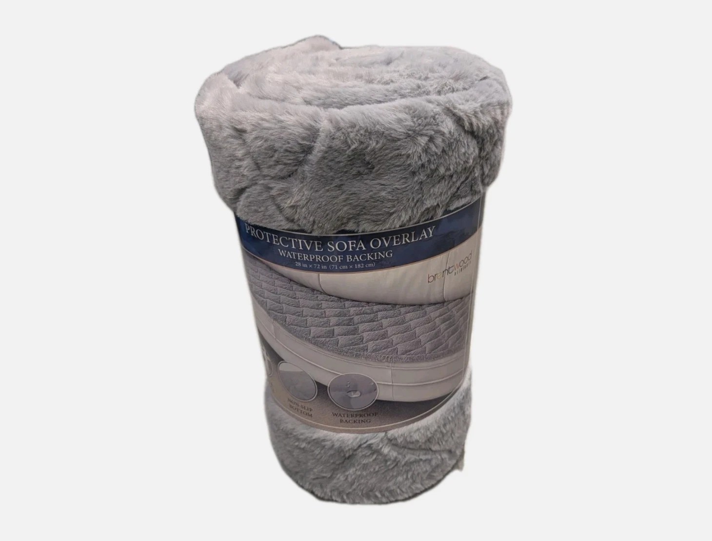 Brentwood Originals Waterproof Quilted Sofa Overlay, 28" x 72” Faux Fur Overlay