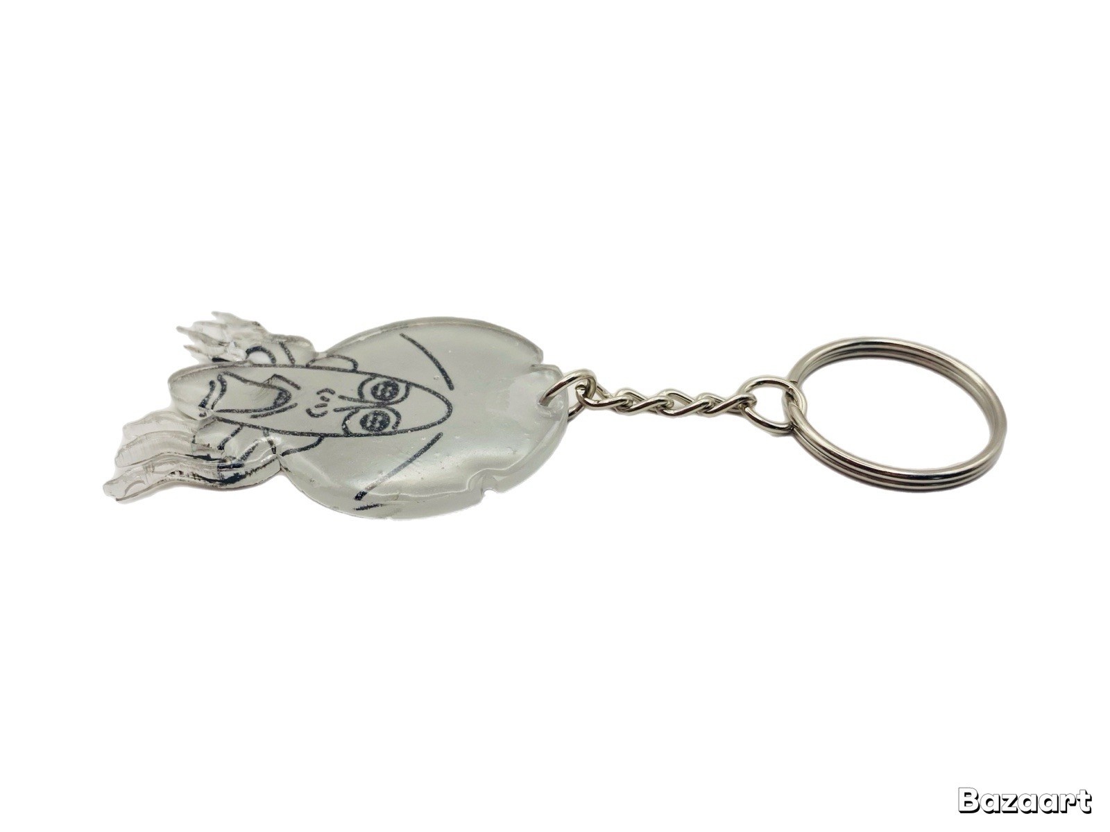 Coraline Inspired Handmade Resin Keychain, Button Eyes Handmade Resin Face Head