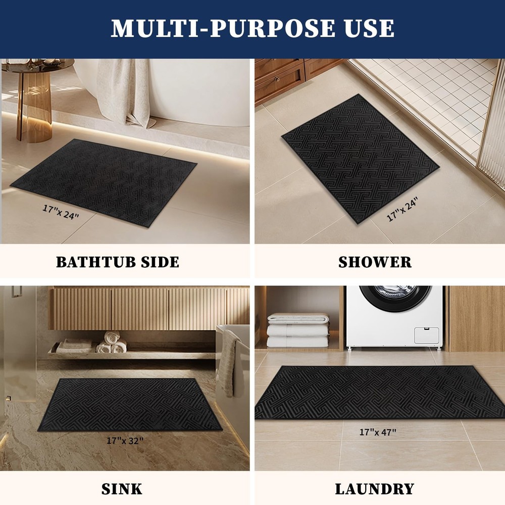 YIHOUSE Black Bathroom Rugs 17"x24", Quick Dry 1'5" x 2' (Rectangular),