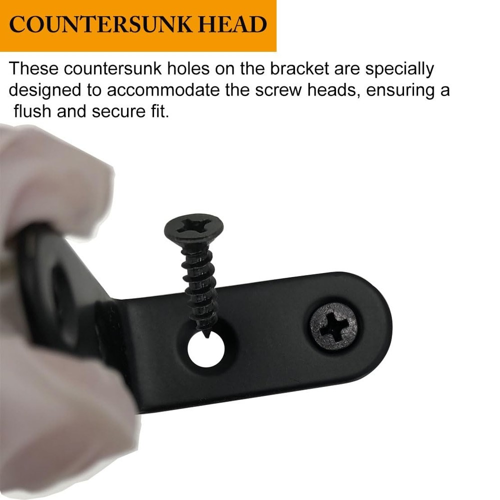 QSJ 24 Pack L Bracket Corner 24Pcs Set (Flat T/L/Solid L), Black