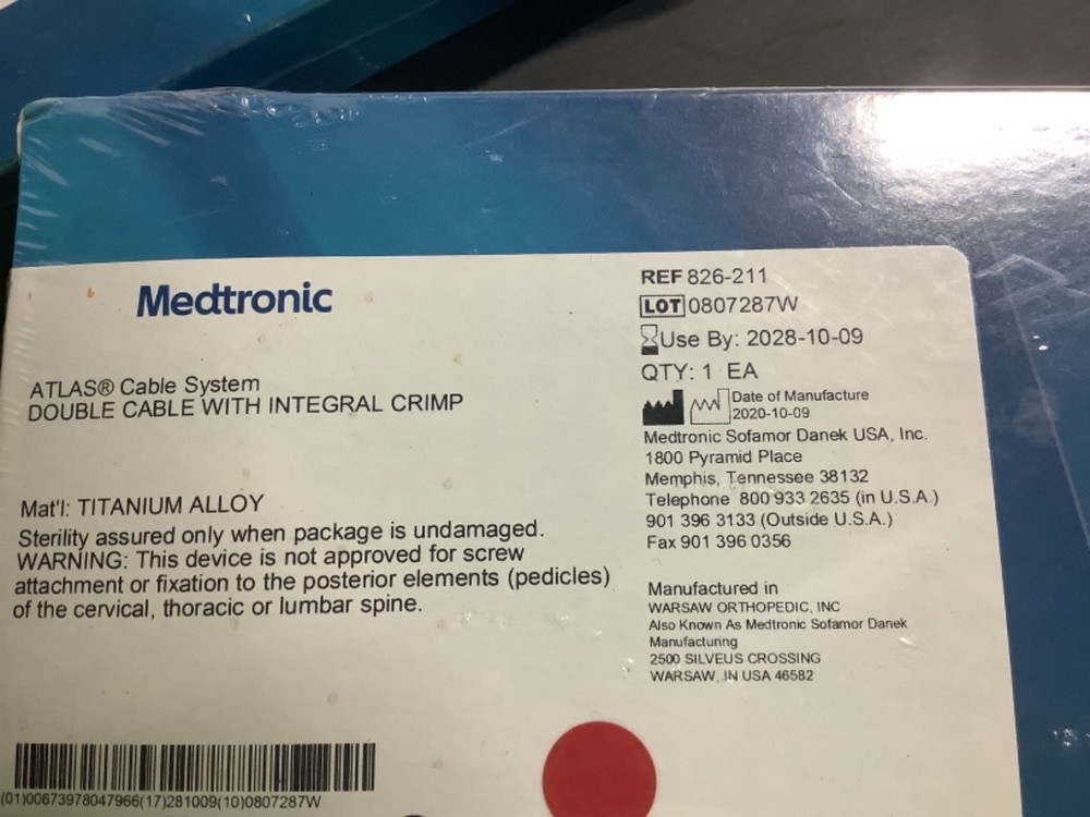 Medtronic Cable 826-211 Double Cable, Titanium Alloy Cable system #(2E09)