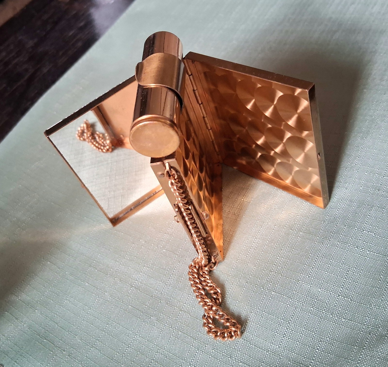 Vintage Guilloche Ballerina Double Lipstick Cigarette Make Up Compact Purse