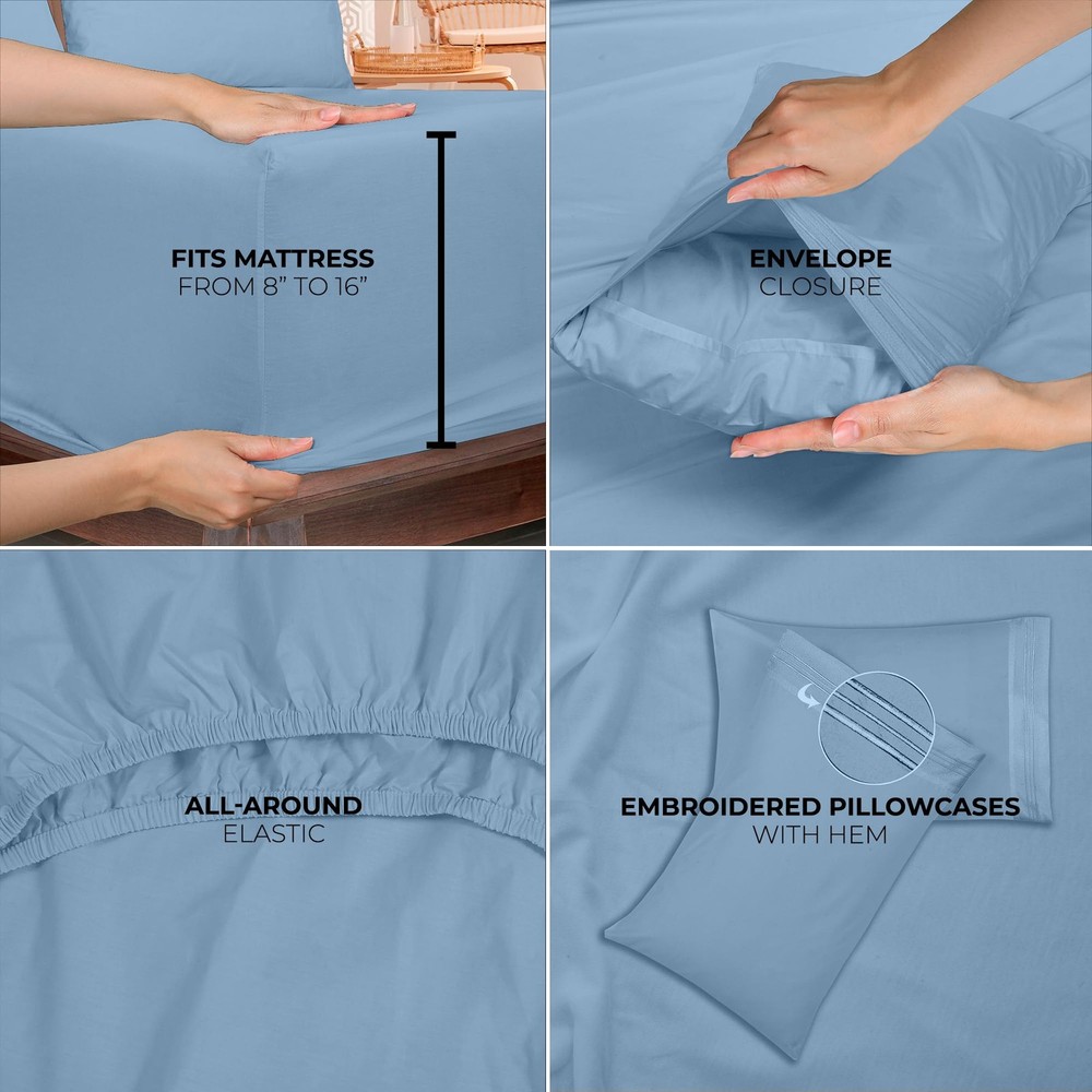 ROYALE LINENS Twin Sheets Set - 3pc 1800 Microfiber Bedding - Soft, Wrinkle-Free