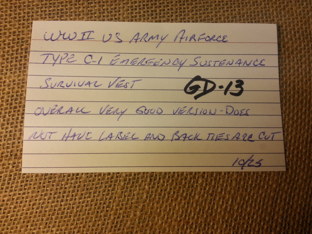 WW2 US Army Airforce Type C-1 Emergency Sustenance Vest