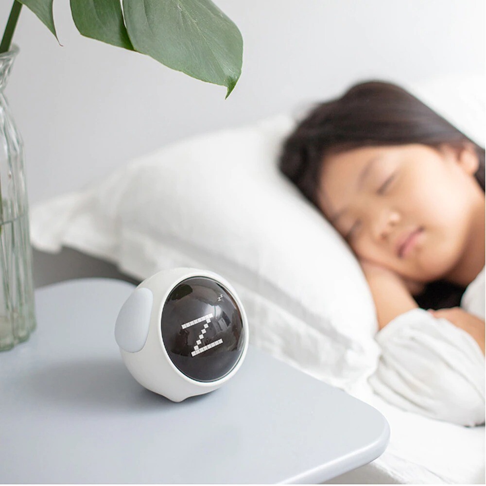 Digital Alarm Clock LED Multi Function Small Expression Display Voice Controlled