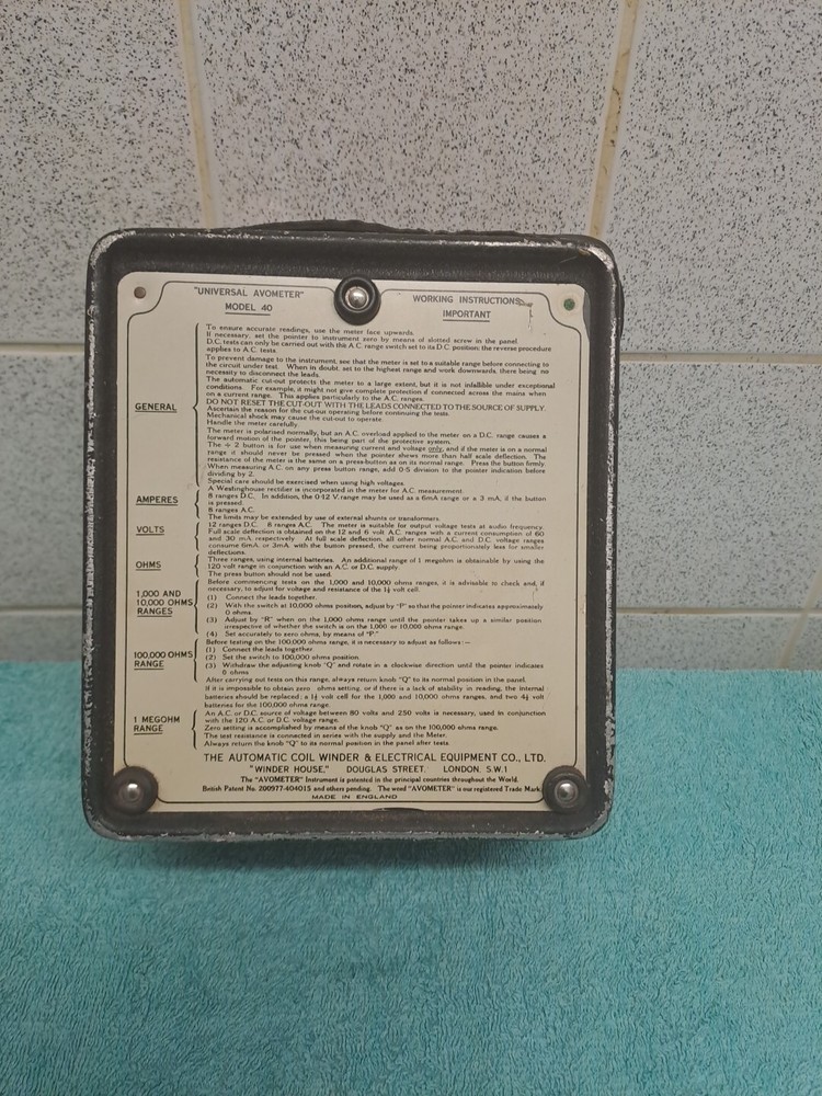 Vintage Model 40 AVO Meter With Original Leather Case.